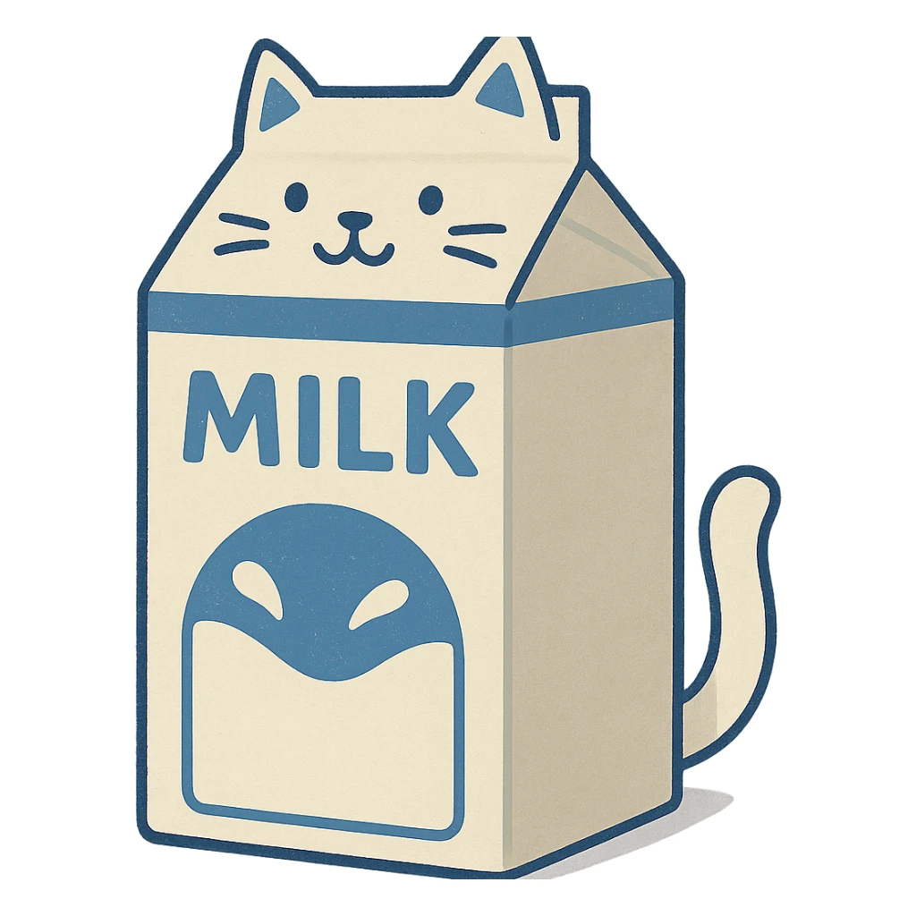 a milk carton shaped like a cat sticker