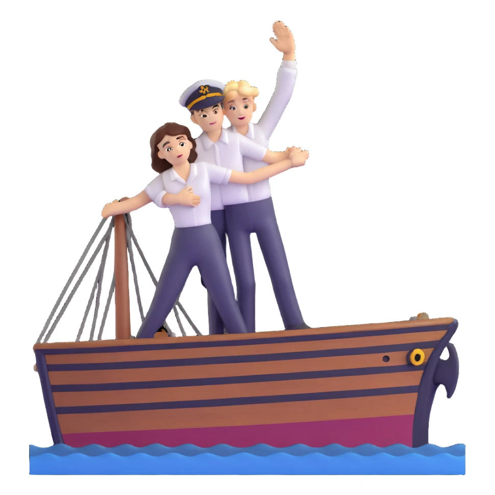 couple in love on a ship standing at the bow like Titanic sticker