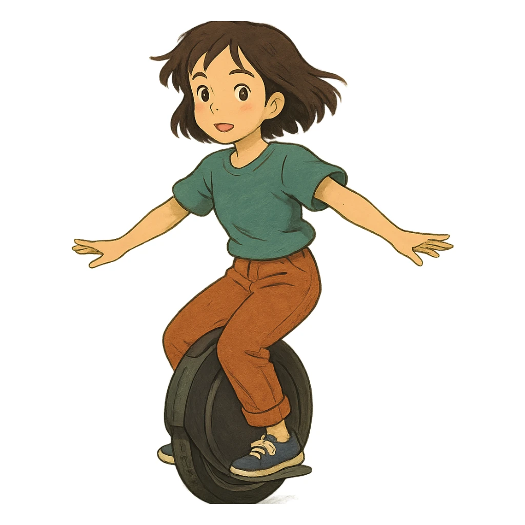 asian girl riding a electric unicycle sticker