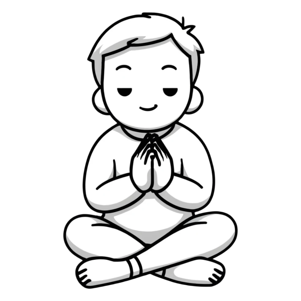 person on their knees begging with hands clasped together and pleading expression sticker