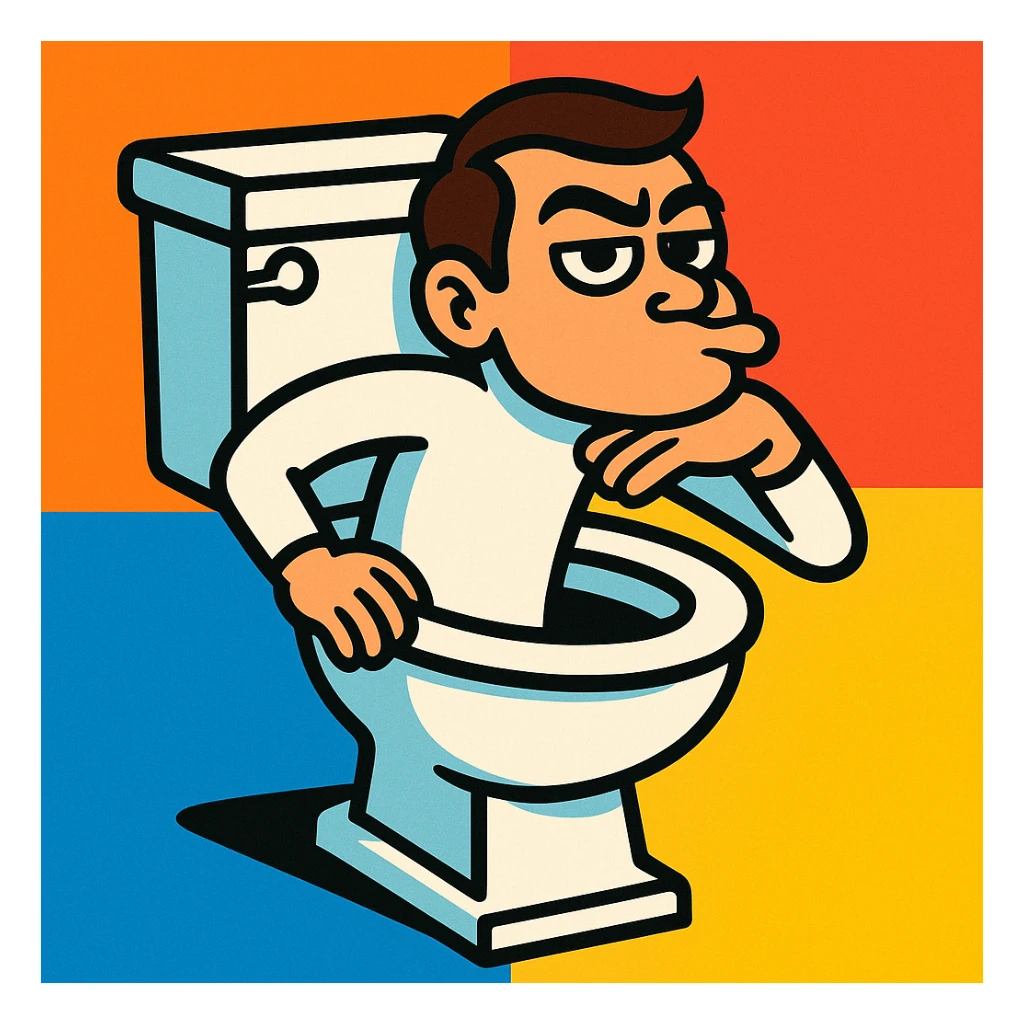 Skibidi Toilet character doing the Mewing pose, humorous, cartoon style sticker