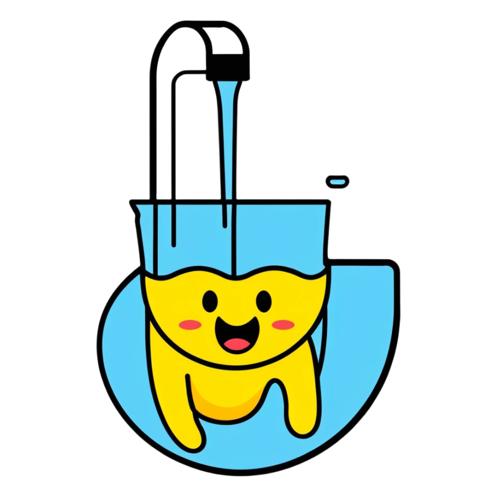 panicked smiley face with water being poured down its throat sticker