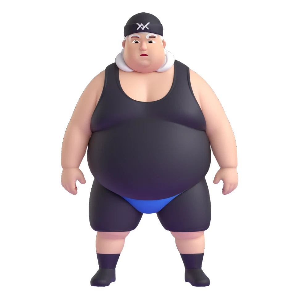White skin fat guy with black durag in wrestling singlet sticker
