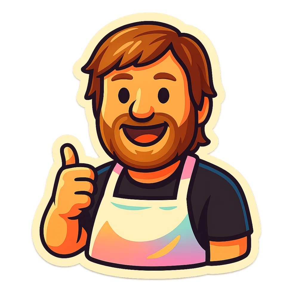 Create an emoji based on this person's appearance. Use a fun, expressive style suitable for emoji, in a retro stickers style. sticker
