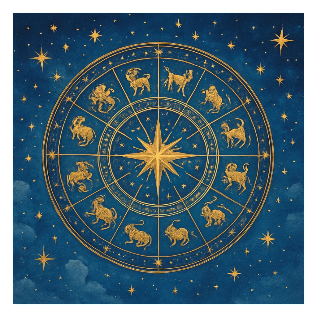 dreamy and magical astrology wheel with stars, celestial vibe sticker