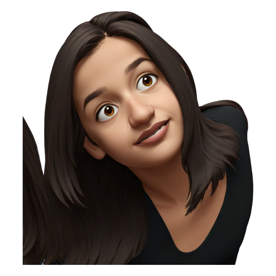 happy girl with brown hair sticker