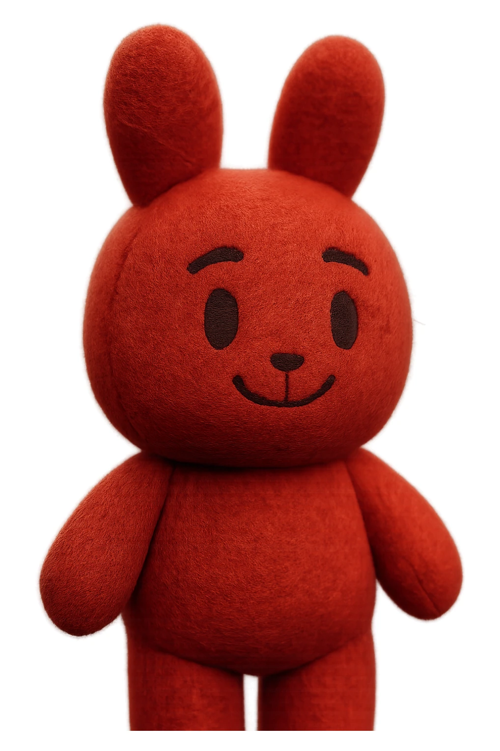 Extract the red bunny plushie exactly as it appears in the original image, preserving all original details, colors, and face, with a transparent background. sticker
