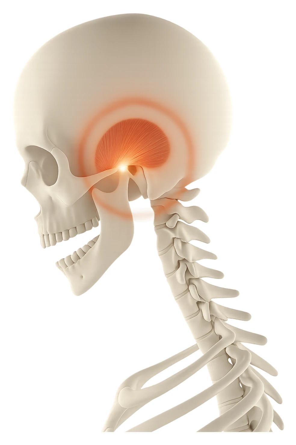 focus su muscolo temporale illuminato con un cerchio sticker