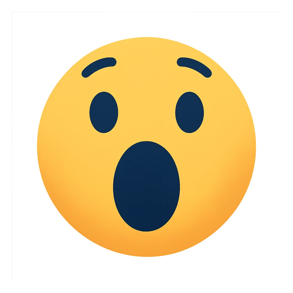 face with shocked open mouth emoji, digital illustration sticker