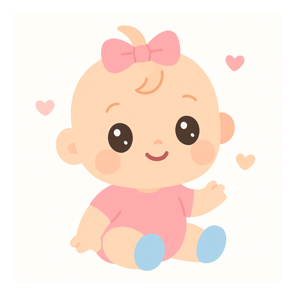 cute baby girl, soft colors, simple style sticker