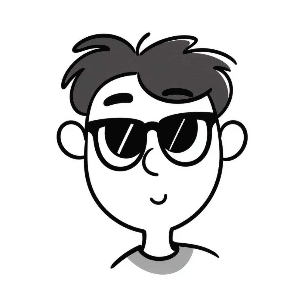boy with brown hair, white skin, no beard, wearing sunglasses sticker