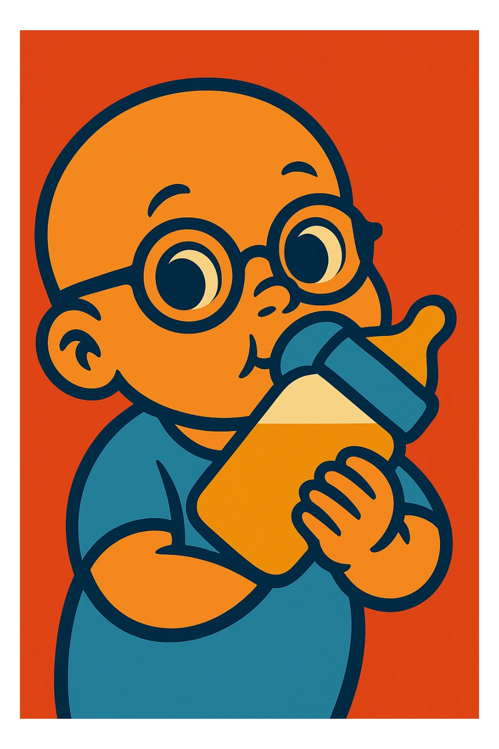 Add eyeglasses to the baby in the image. sticker