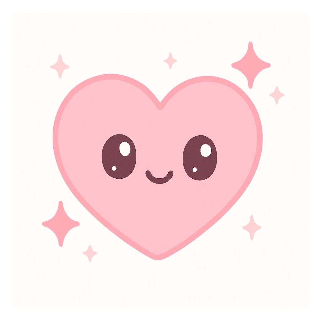 pink heart with sparkles, girly aesthetic, cute kawaii style sticker