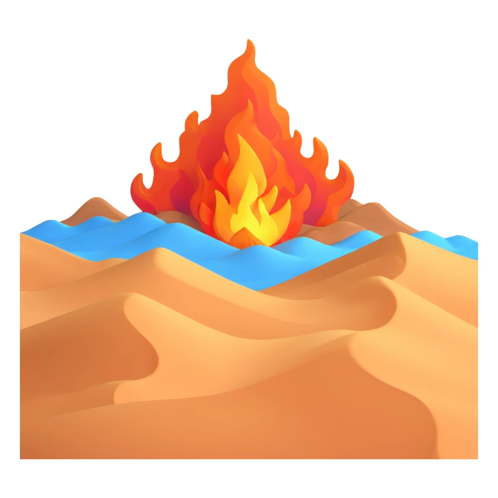 desert sand burning with fire and heat waves sticker