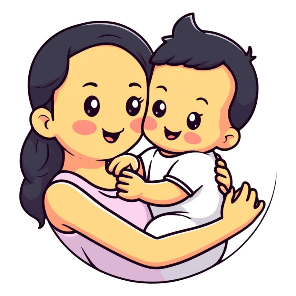 cute baby biting his mother's arm sticker