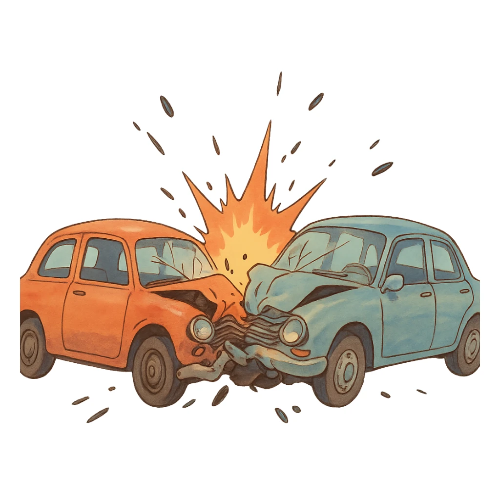 ghibli style car crash sticker