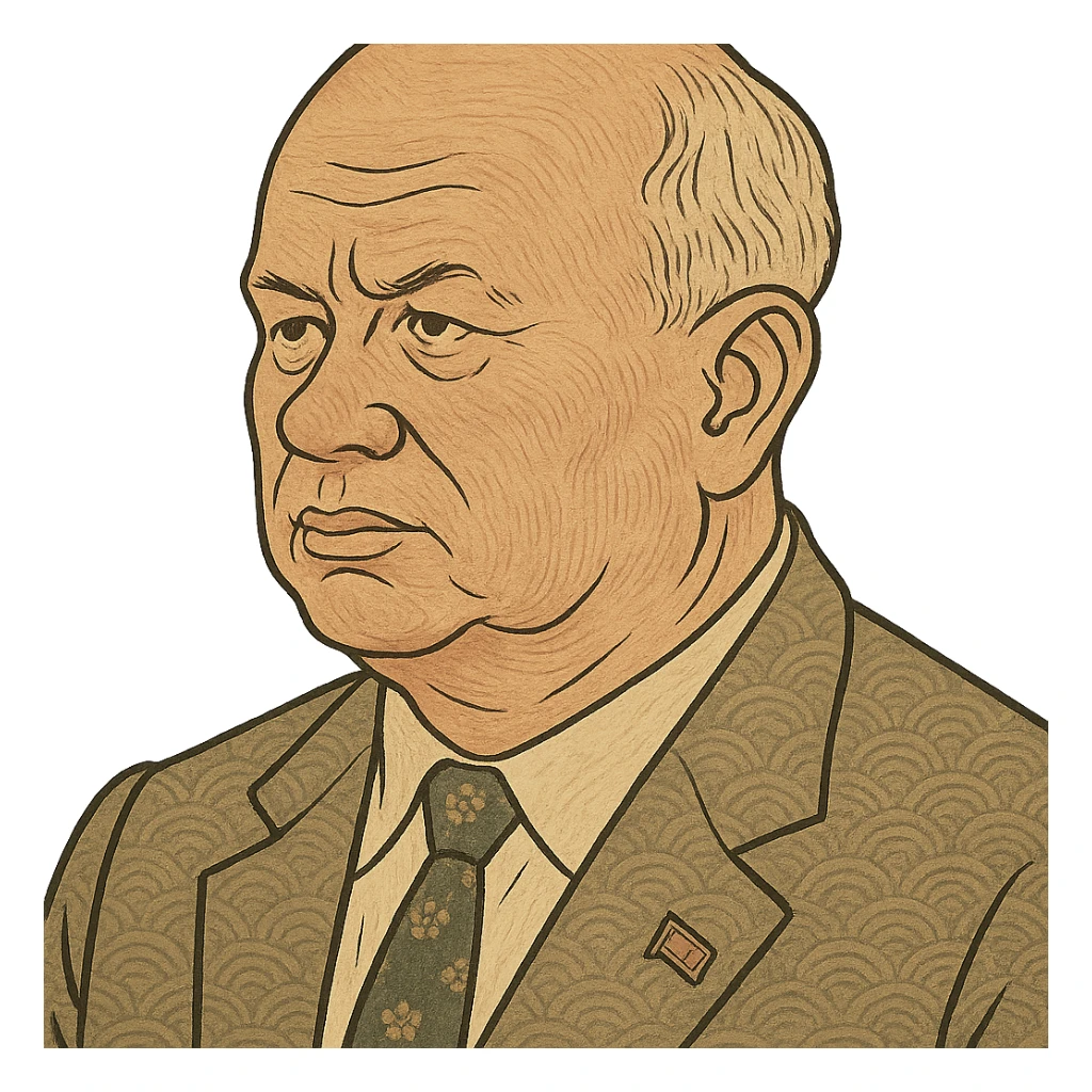 ukiyo-e style portrait of Nikita Khrushchev sticker
