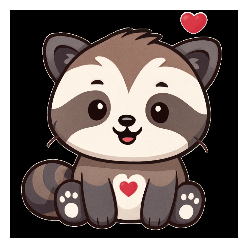 Make the red panda's fur color less orange, more muted and natural, while keeping it cute and in a cartoon sticker style. The original style is cartoon sticker style, so maintain that look in the edit. sticker