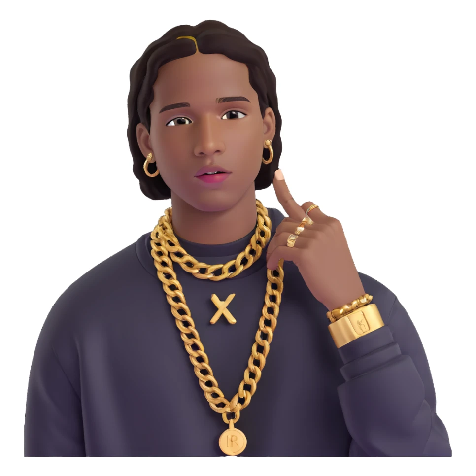 ASAP Rocky with gold grills and designer clothes sticker