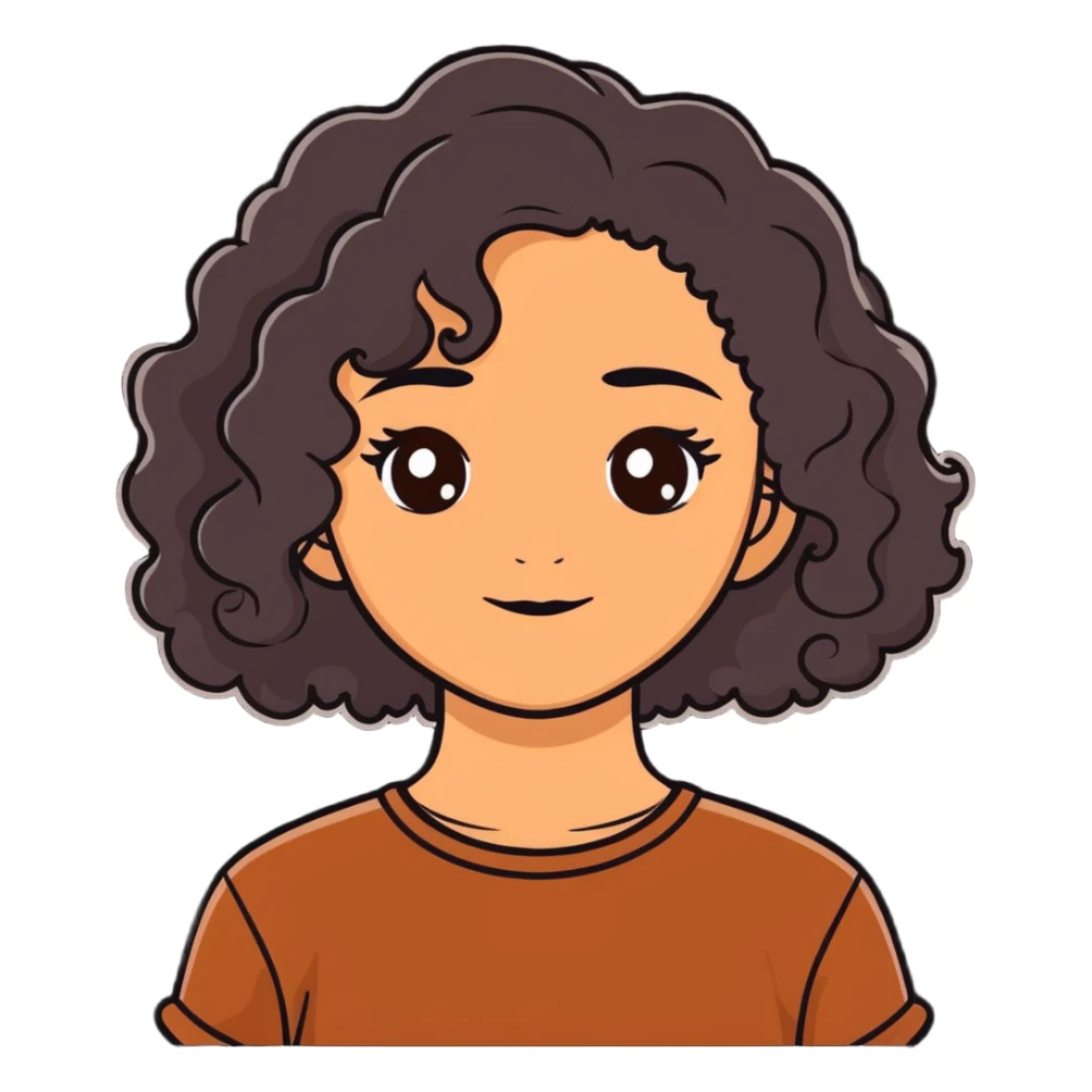Cinnamon skin girl with black curly hair  sticker