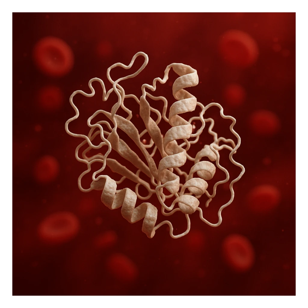 insulin as a molecule floating in the blood, hyper realistic 4K style, molecular details, blood red background sticker