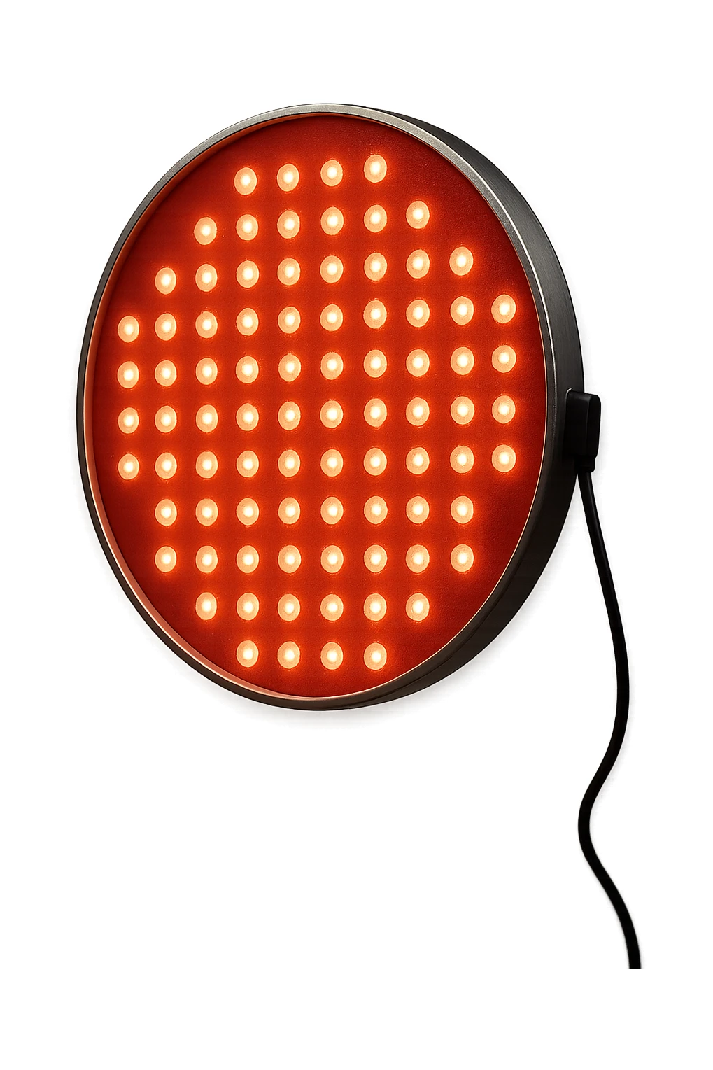 luce rossa led rotonda fluttua in aria, iperrealistica 4k sticker