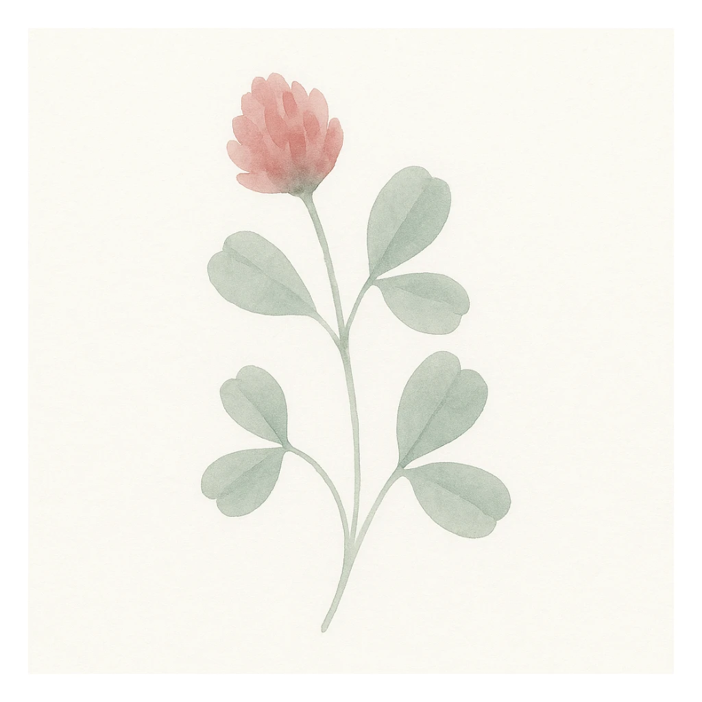 a clover with a flower, soft watercolor style sticker