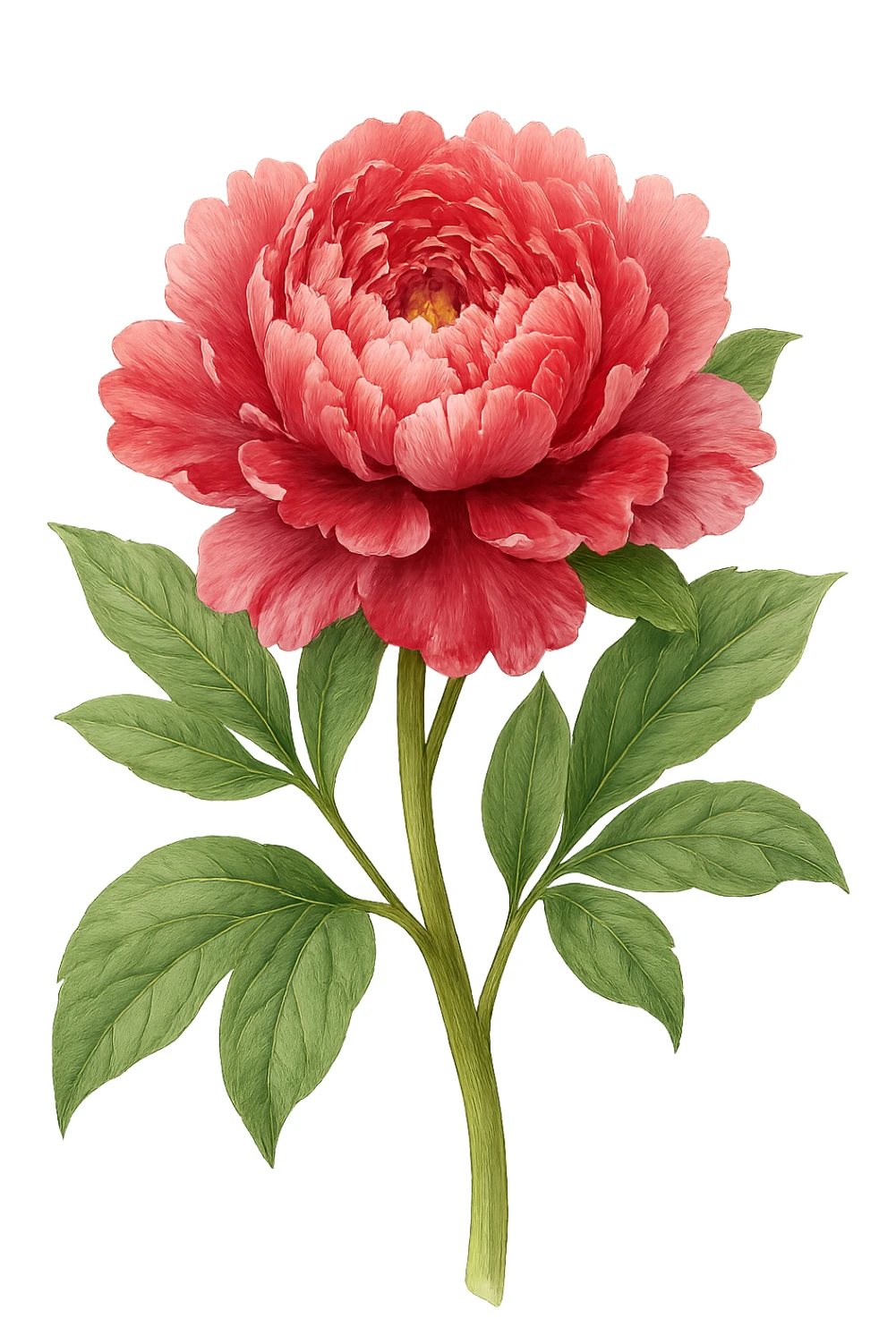 peony flower, detailed, vibrant, botanical illustration sticker