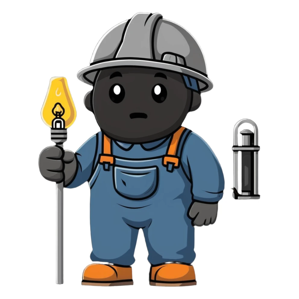 Extremely detailed 19th century coal miner with soot-covered face, detailed period work clothes, helmet with lamp, realistic lighting and textures sticker