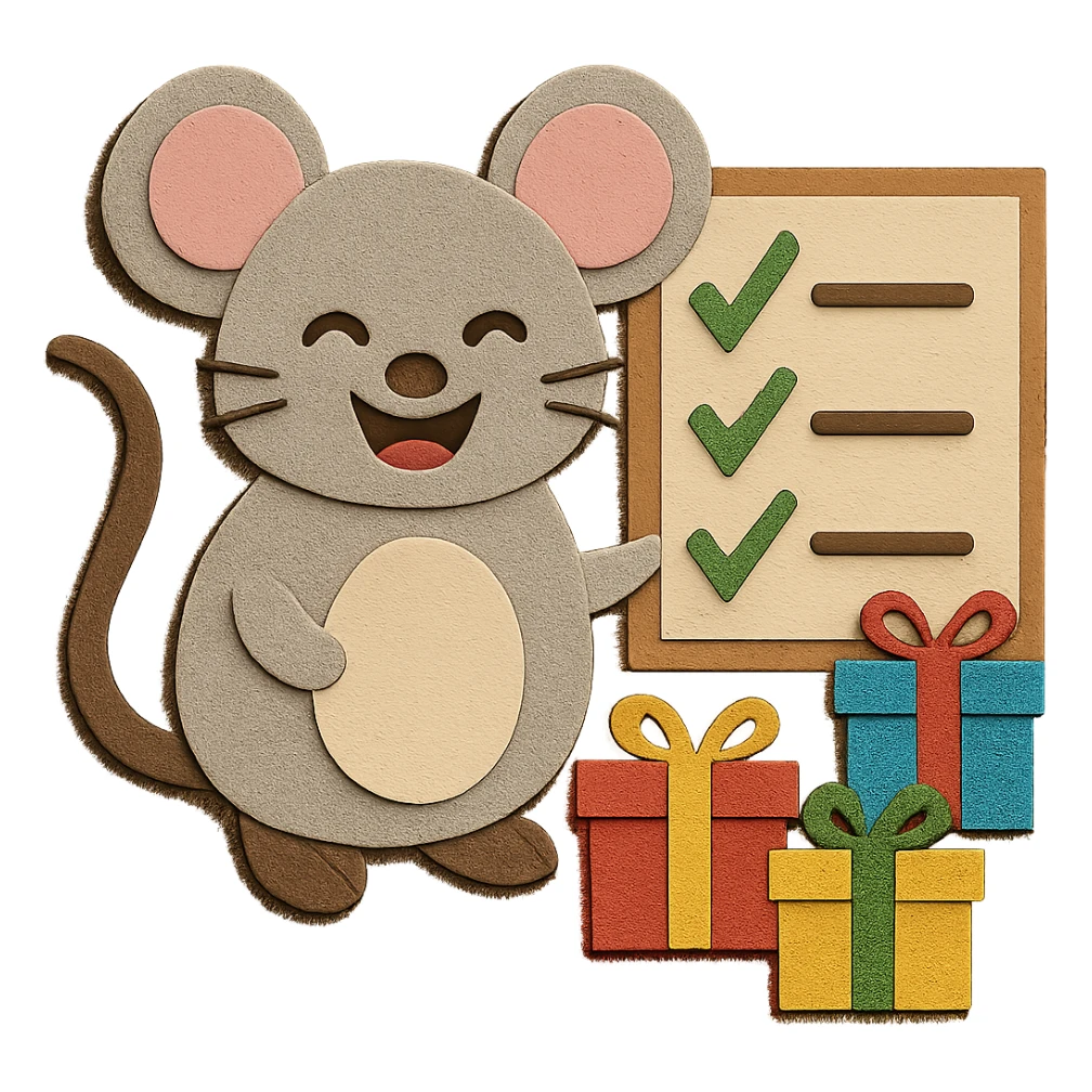 Change the mouse face and eyes to a laughing expression, while keeping all other design elements unchanged sticker