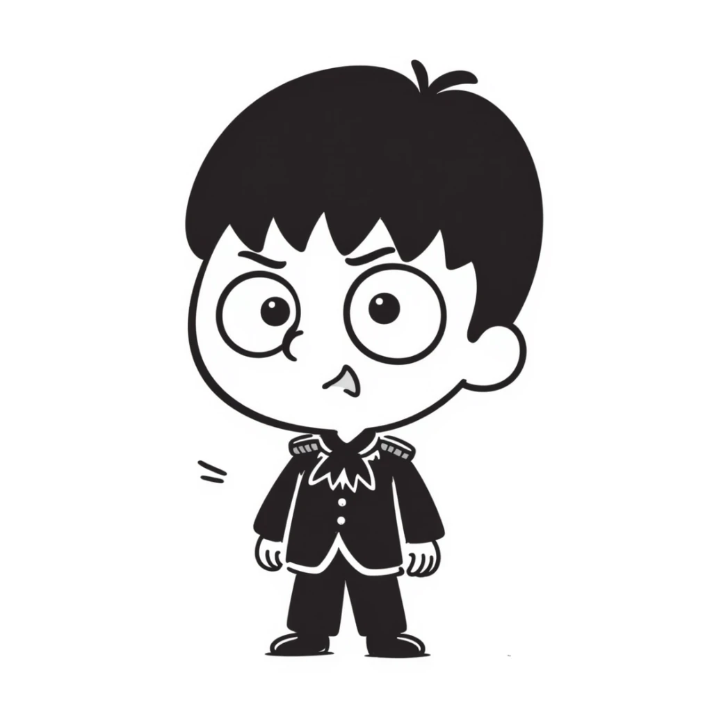Chibi Levi Ackerman with big head and small body, cute angry expression, black undercut hair, wearing Scout Regiment uniform with cravat sticker