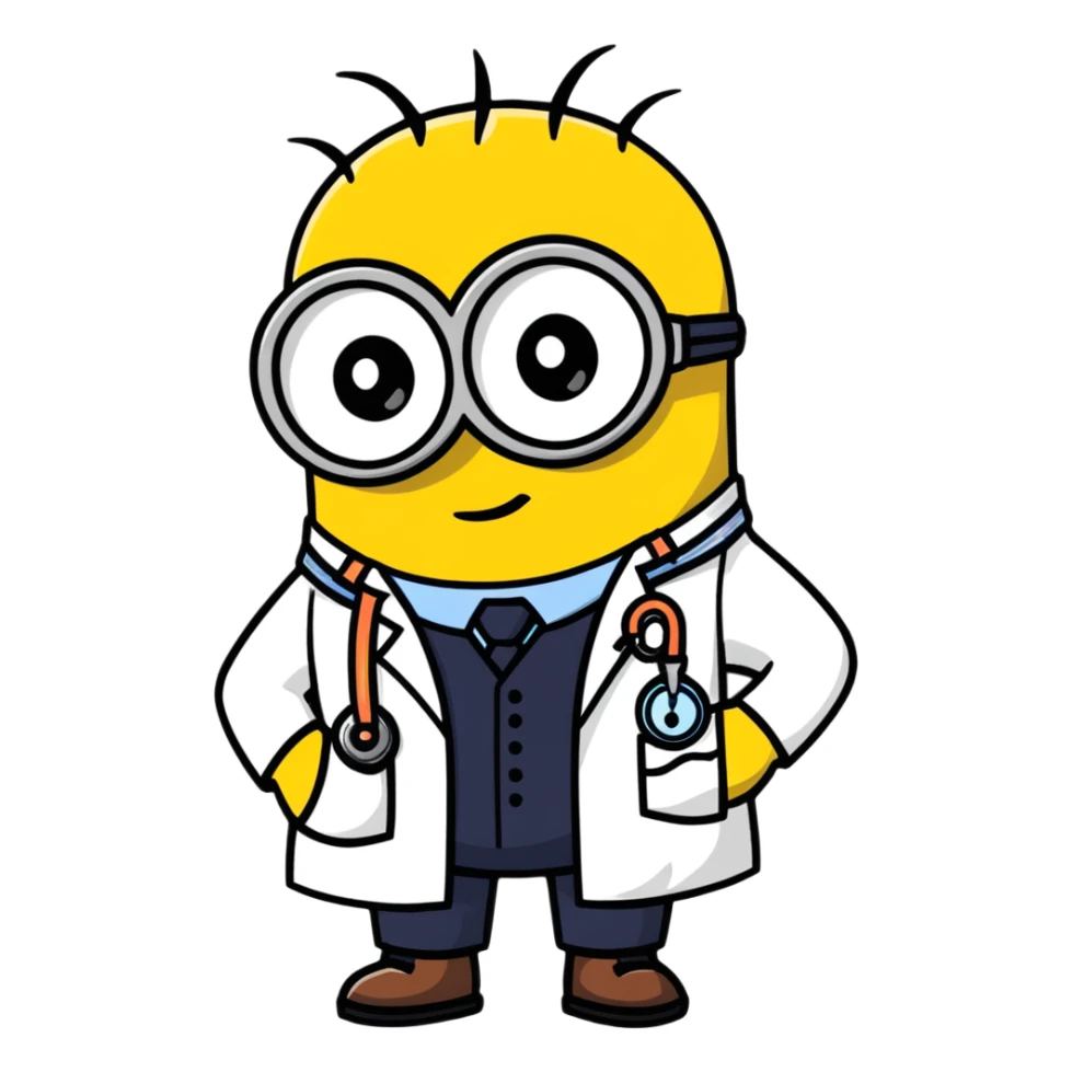 minion character in doctor outfit sticker