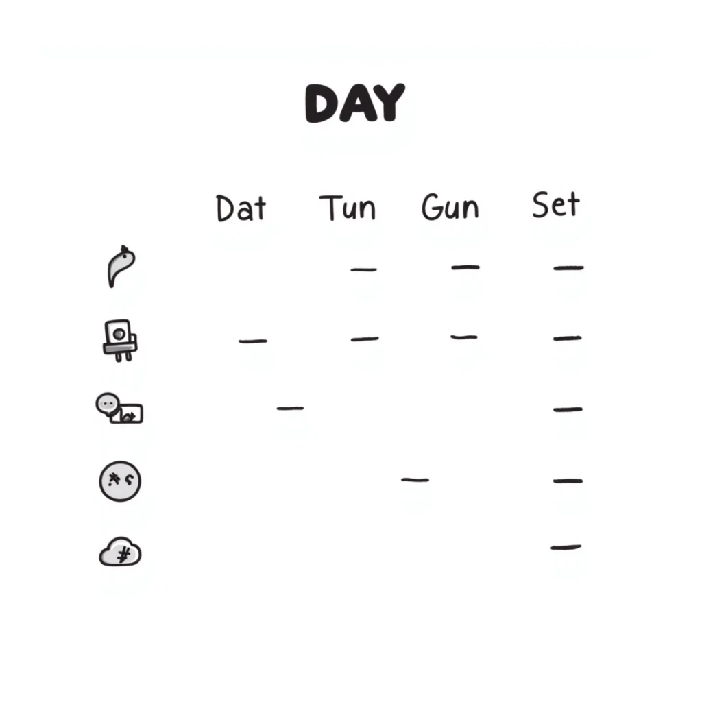 monthly social media posting schedule as a table with icons sticker