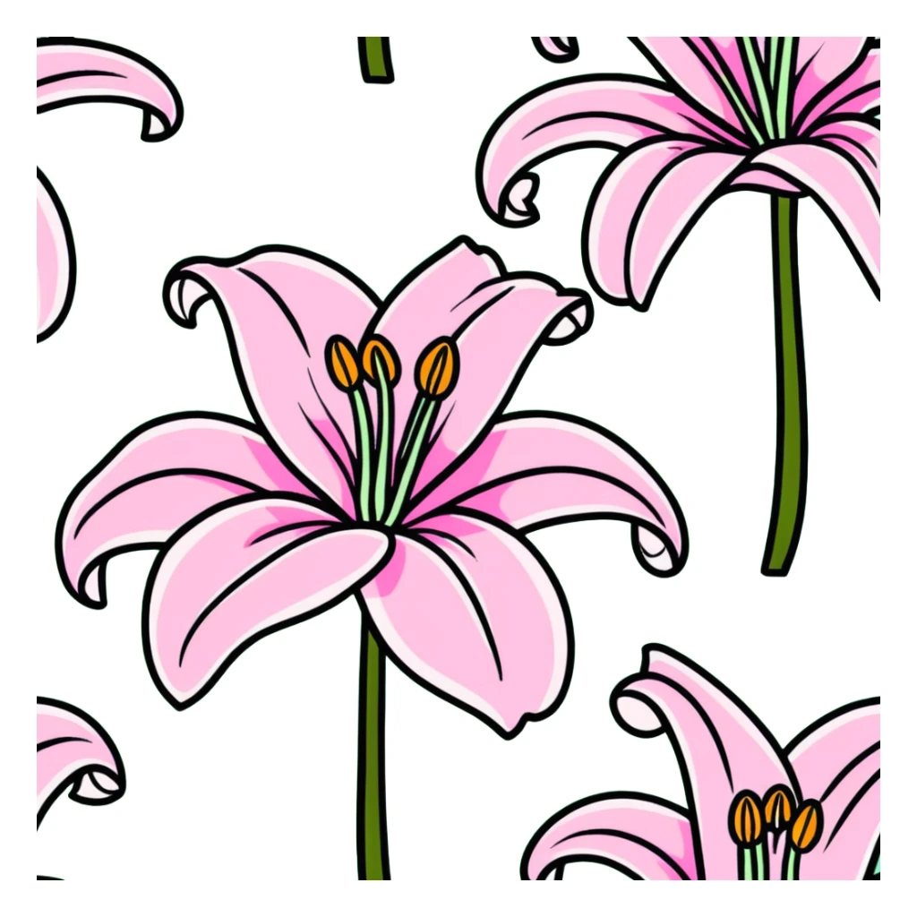 Delicate pink lily flower with soft petals and dark pink accents, decorative design sticker