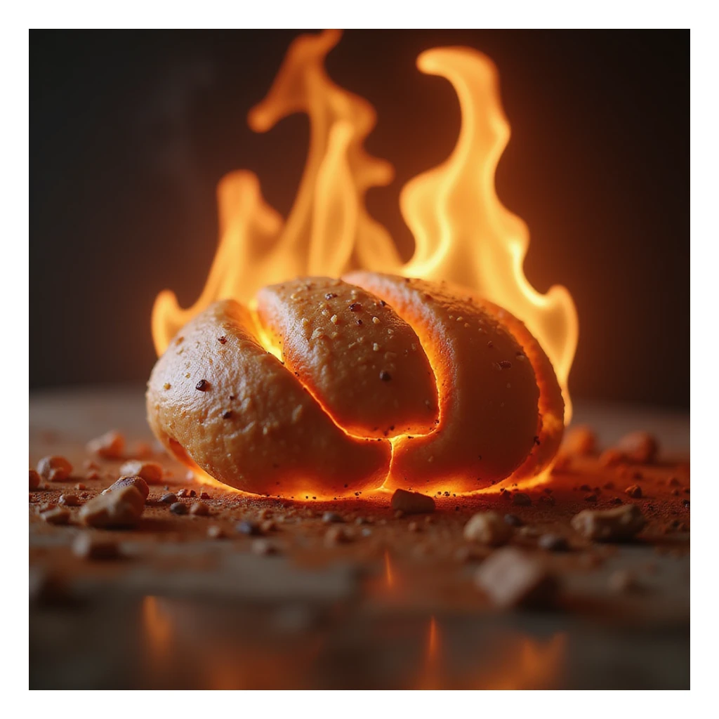 scientific hyperrealistic 4K representation of fatty acids being burned in human metabolism, visual effects of heat and flames sticker