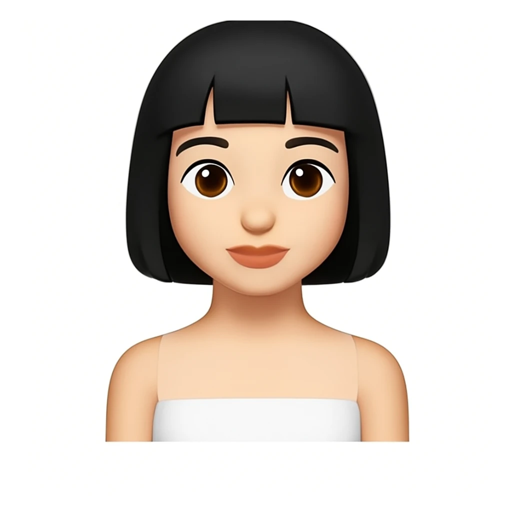 Edit the image to make the girl's hair short while keeping the same style and appearance. Use a white background. sticker