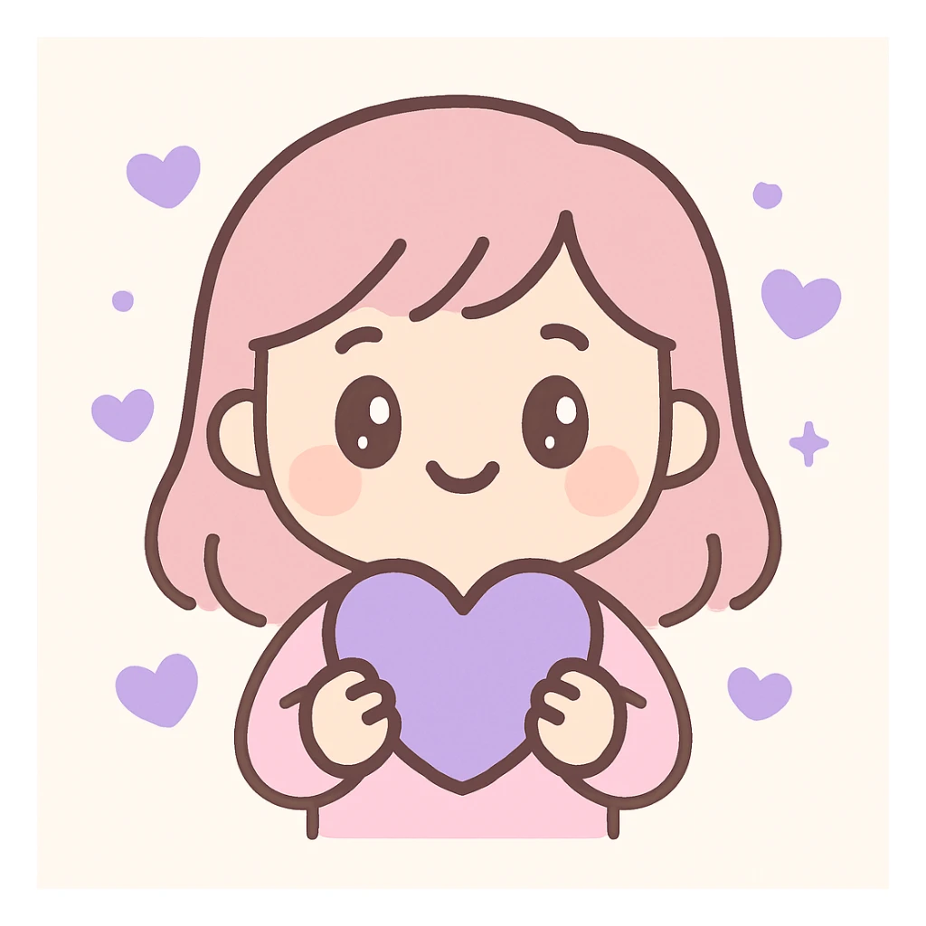 girl with purple hearts sticker