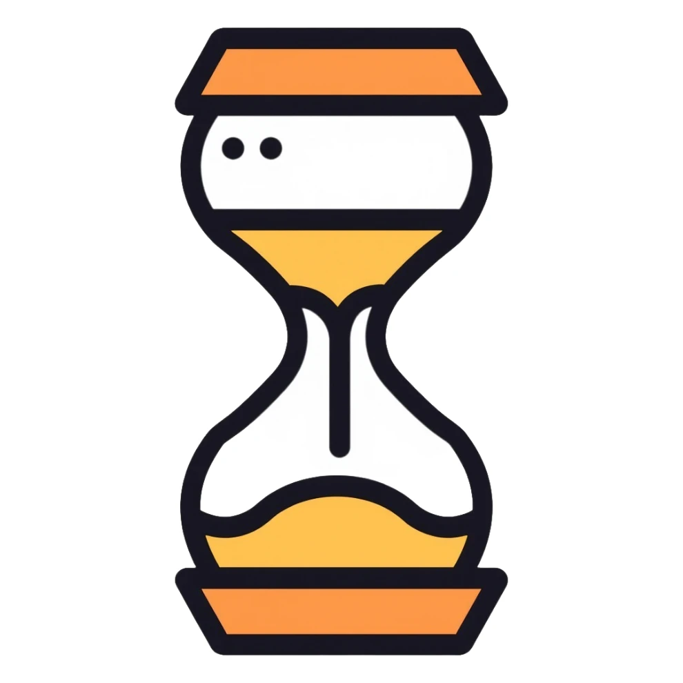 hourglass with flowing sand sticker