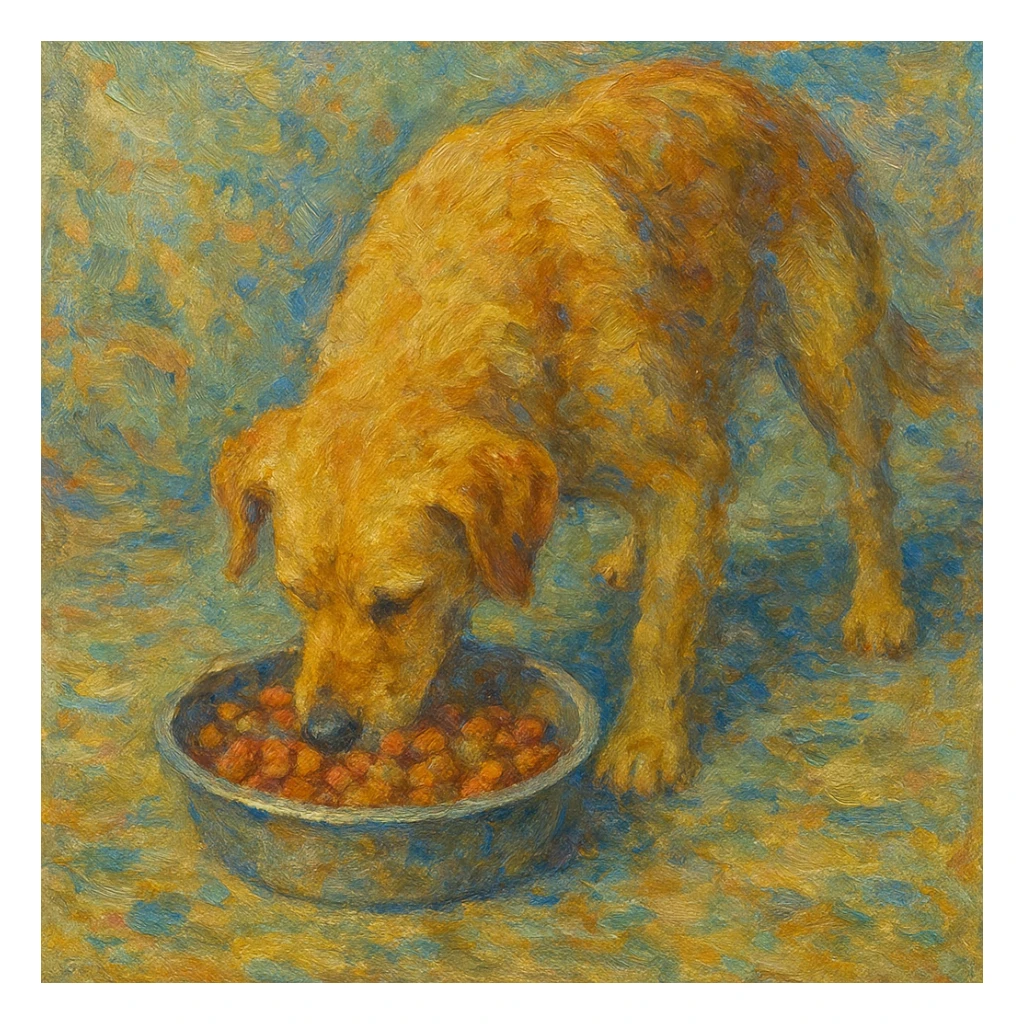 a dog eating dog food, style 3 sticker