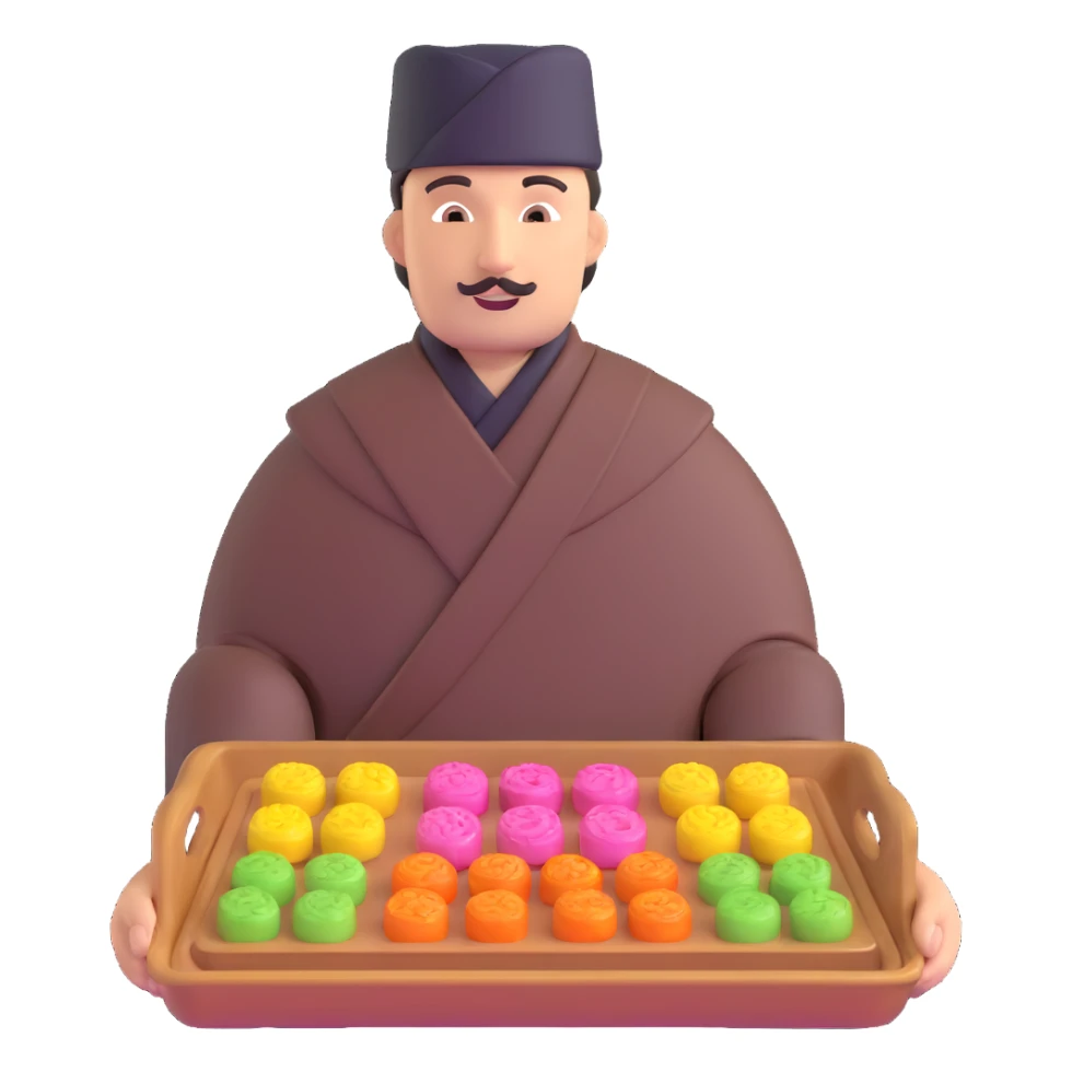 Tatar man holding a tray of chak-chak Tatar sweets sticker