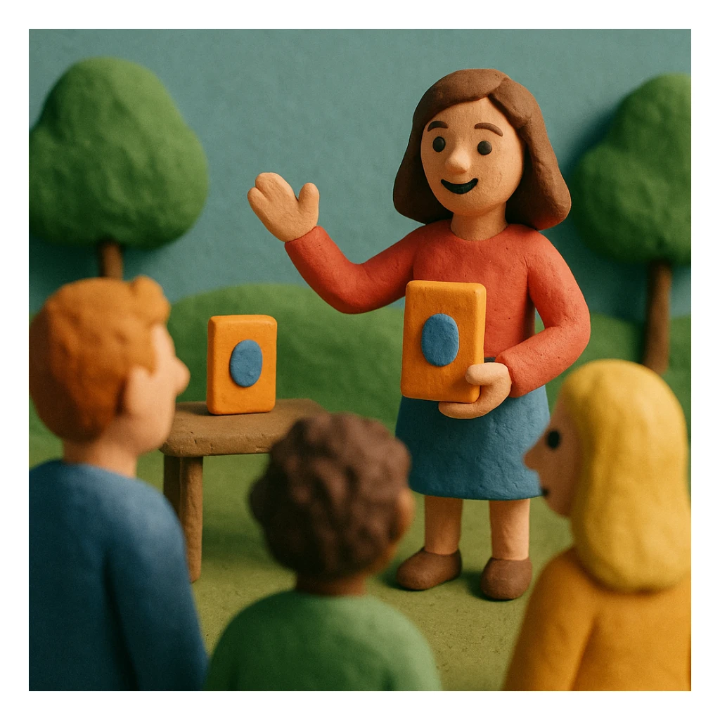 woman promoting a product to customers outdoors sticker