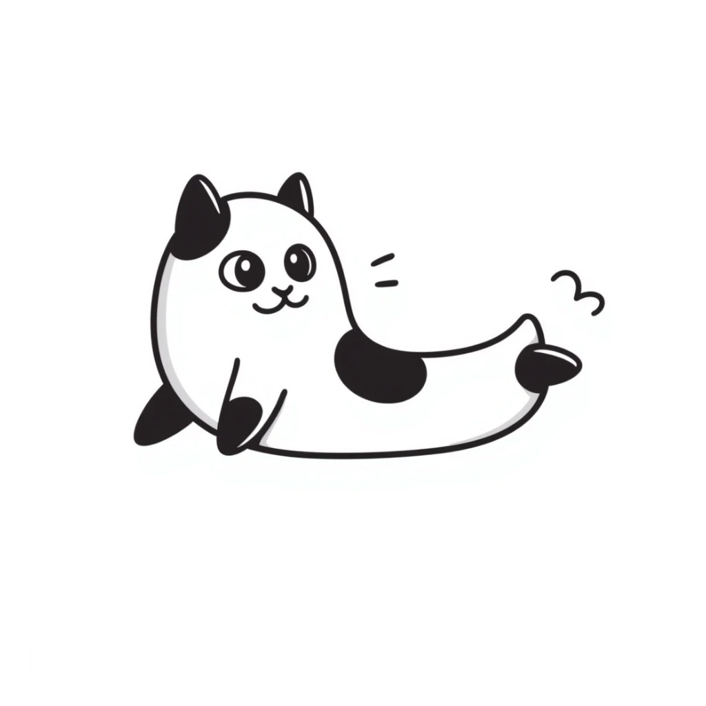 beluga cat, hand drawn doodle style sticker