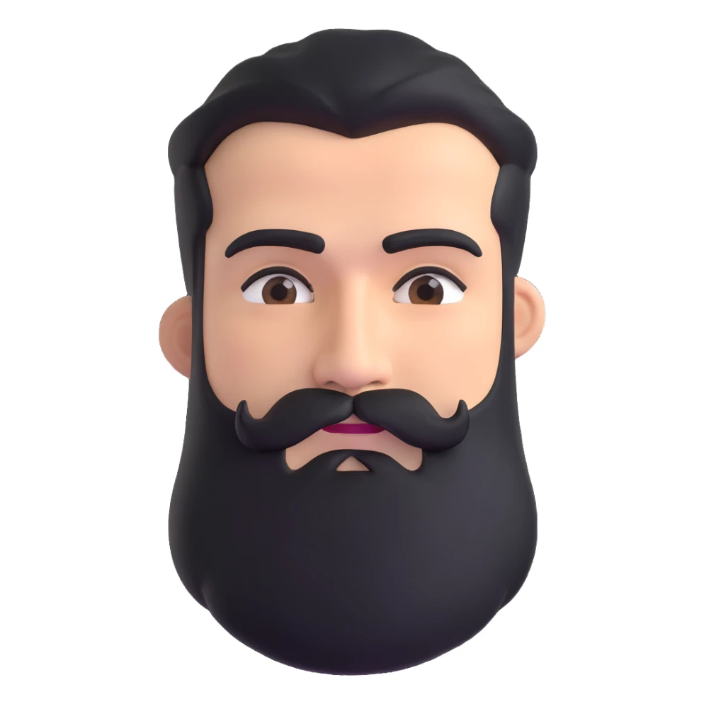 man with thick beard and pronounced bushy eyebrows sticker