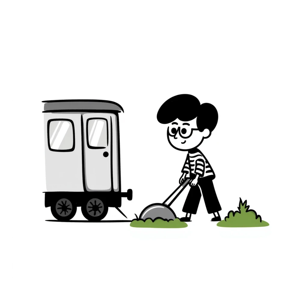 Harry Potter mowing the lawn on the Hogwarts Express train sticker