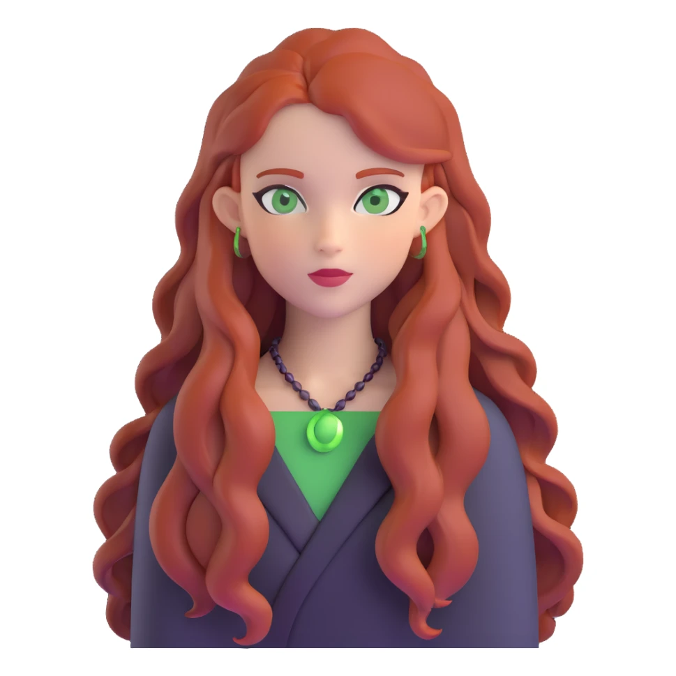 redhead with long hair and green eyes sticker