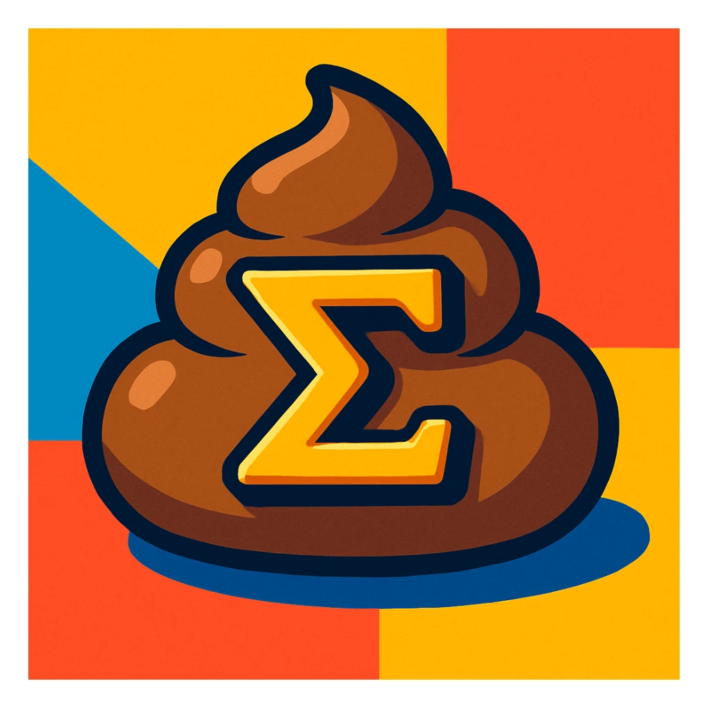 Make the sigma poop icon look more 3D with shading and depth, keeping it playful and clear. sticker