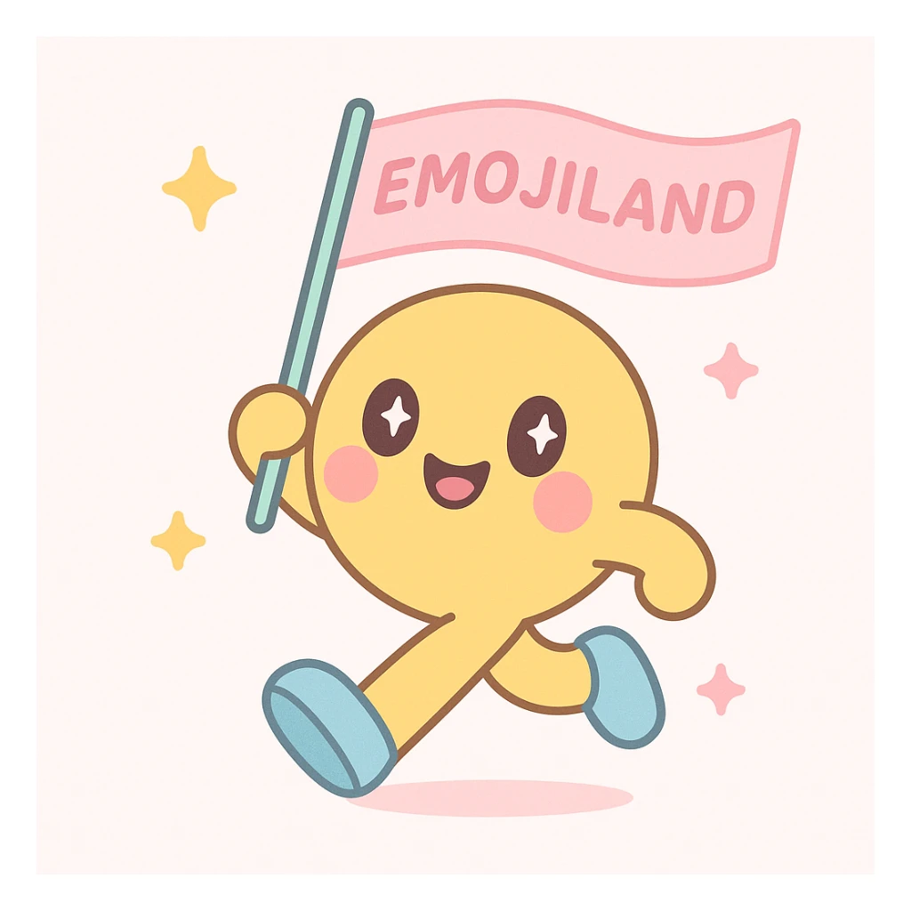 happy runner waving a flag that says 'emojiland' sticker