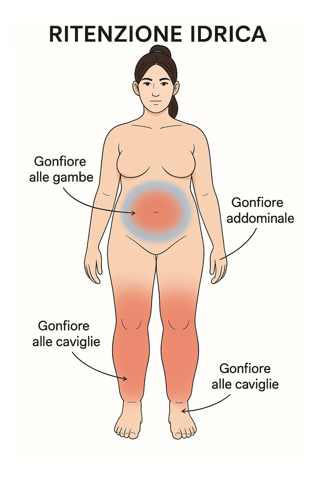 Donna anatomicamente con ritenzione idrica in italiano sticker