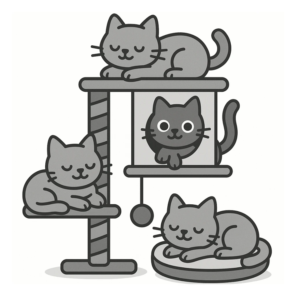 cats relaxing in a vertical playhouse sticker