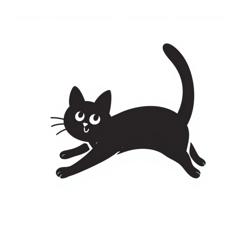 A cat in the style of a black doodle sticker